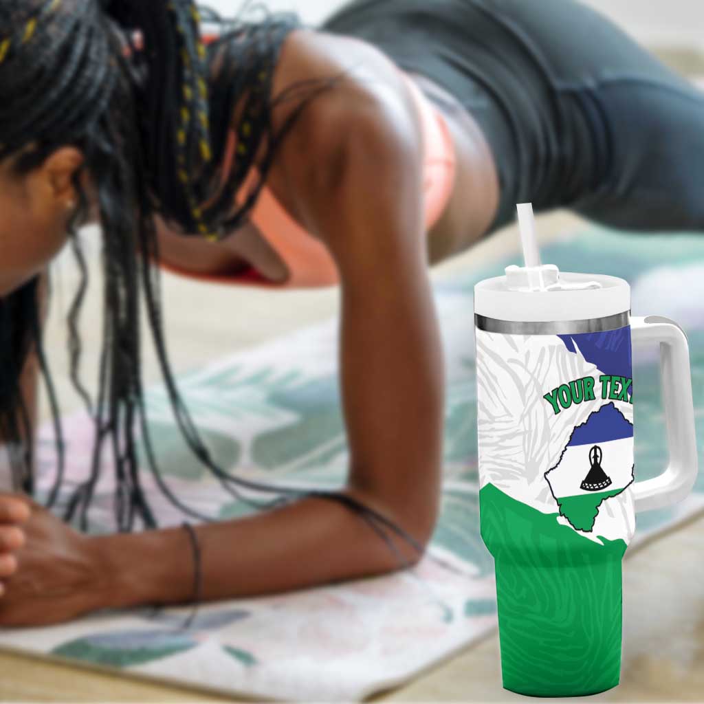 Personalised Afro Lesotho Tumbler With Handle Coat Of Arms With Map - Grunge Style