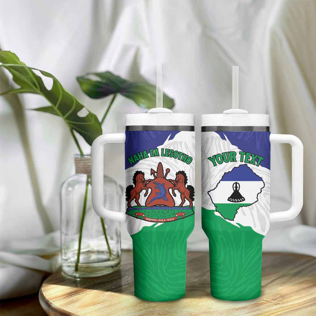 Personalised Afro Lesotho Tumbler With Handle Coat Of Arms With Map - Grunge Style