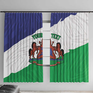 Personalised Afro Lesotho Window Curtain Coat Of Arms With Map - Grunge Style