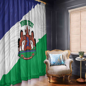 Personalised Afro Lesotho Window Curtain Coat Of Arms With Map - Grunge Style