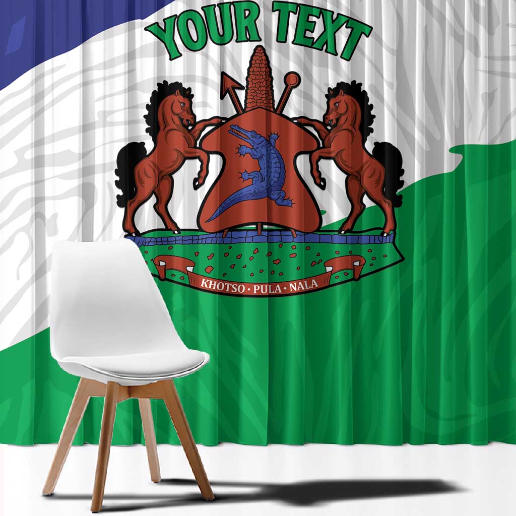 Personalised Afro Lesotho Window Curtain Coat Of Arms With Map - Grunge Style