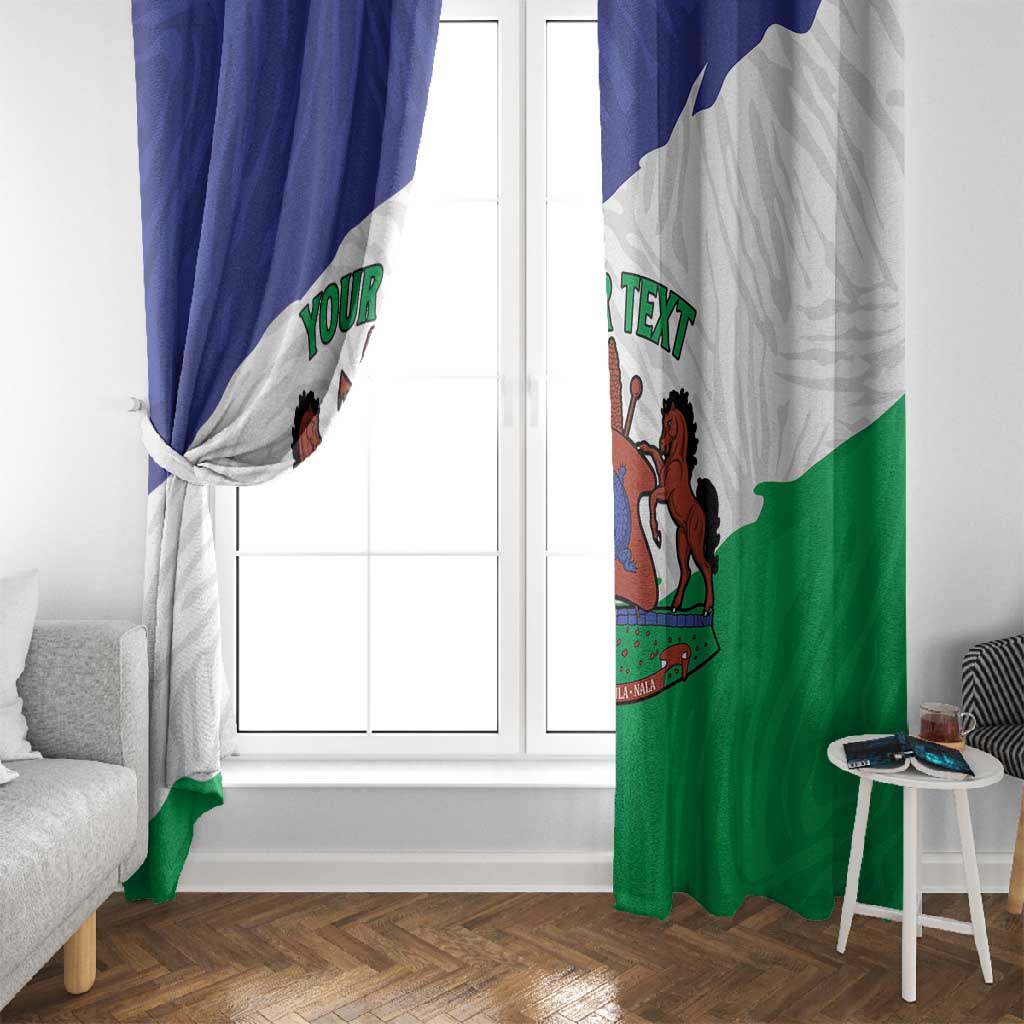 Personalised Afro Lesotho Window Curtain Coat Of Arms With Map - Grunge Style