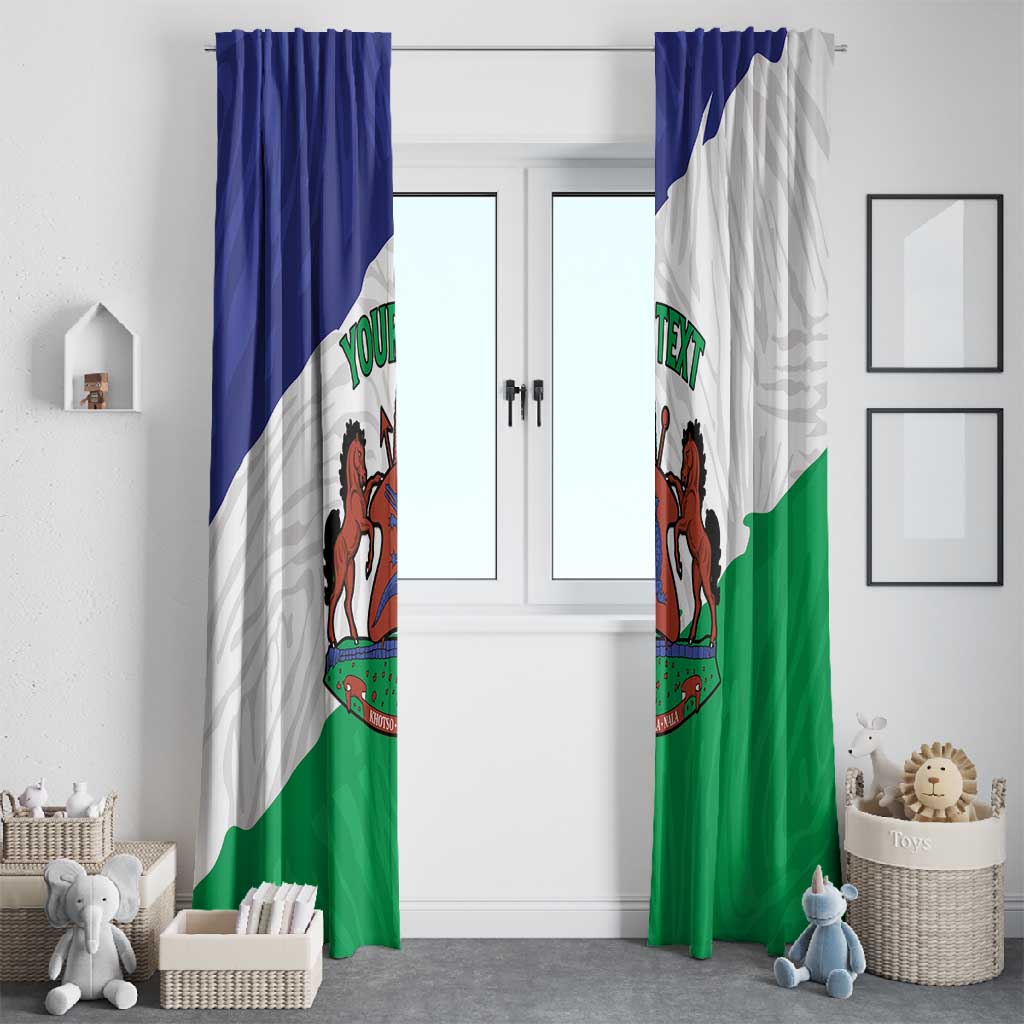Personalised Afro Lesotho Window Curtain Coat Of Arms With Map - Grunge Style