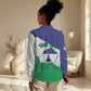 Personalised Afro Lesotho Women Casual Shirt Coat Of Arms With Map - Grunge Style