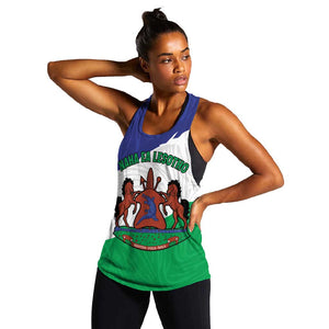 Personalised Afro Lesotho Women Racerback Tank Coat Of Arms With Map - Grunge Style