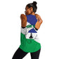 Personalised Afro Lesotho Women Racerback Tank Coat Of Arms With Map - Grunge Style