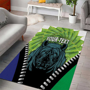 Personalised Afro Lesotho Area Rug Black Rhinoceros Aloe Polyphylla LT15