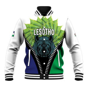 Personalised Afro Lesotho Baseball Jacket Black Rhinoceros Aloe Polyphylla LT15