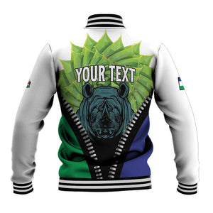 Personalised Afro Lesotho Baseball Jacket Black Rhinoceros Aloe Polyphylla LT15
