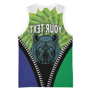 Personalised Afro Lesotho Basketball Jersey Black Rhinoceros Aloe Polyphylla - African Pride