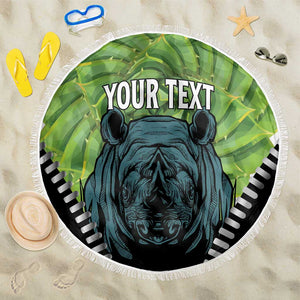 Personalised Afro Lesotho Beach Blanket Black Rhinoceros Aloe Polyphylla LT15