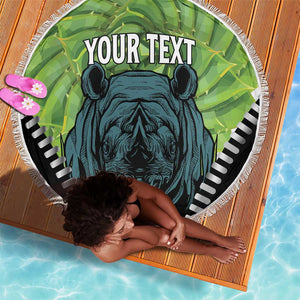 Personalised Afro Lesotho Beach Blanket Black Rhinoceros Aloe Polyphylla LT15
