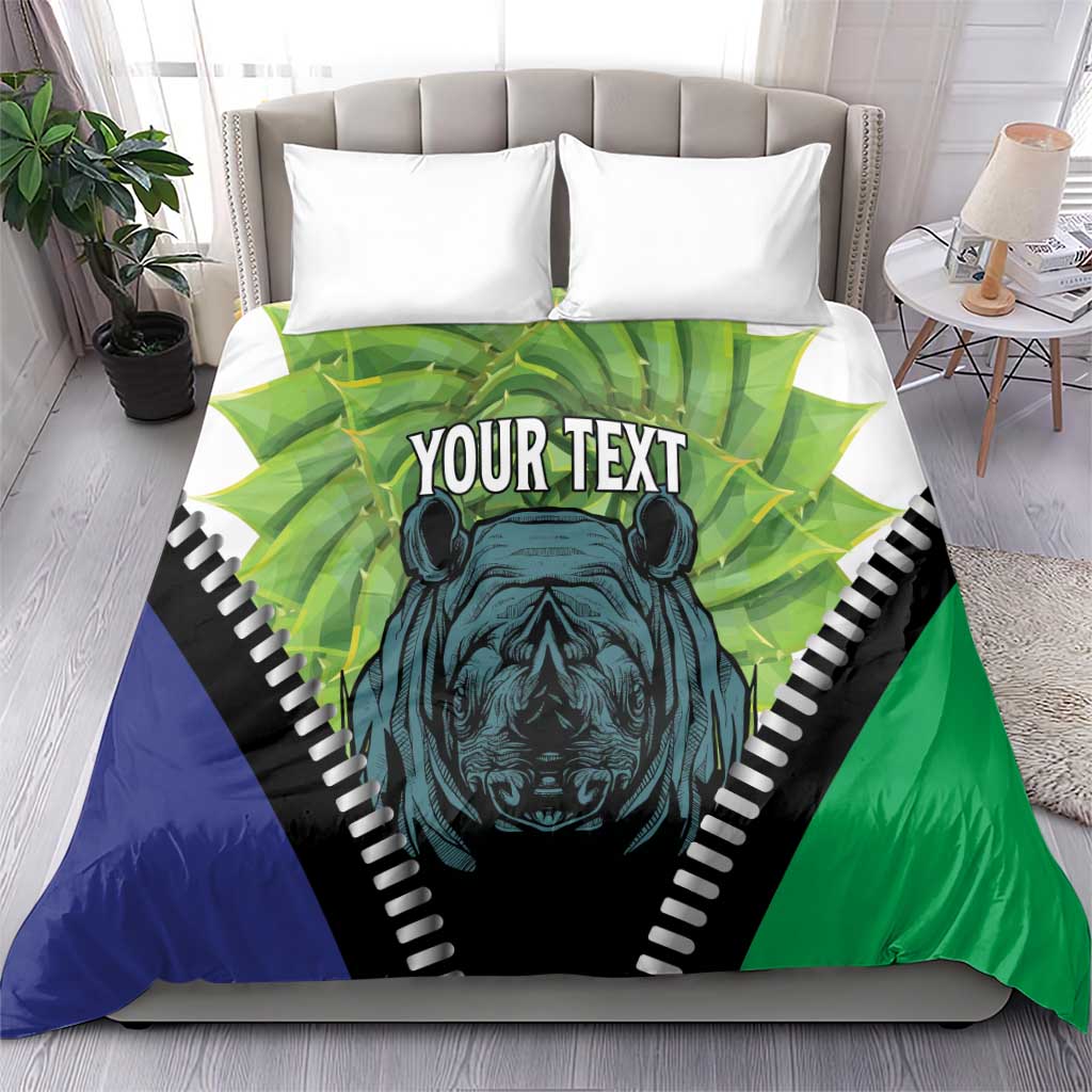 Personalised Afro Lesotho Bedding Set Black Rhinoceros Aloe Polyphylla LT15