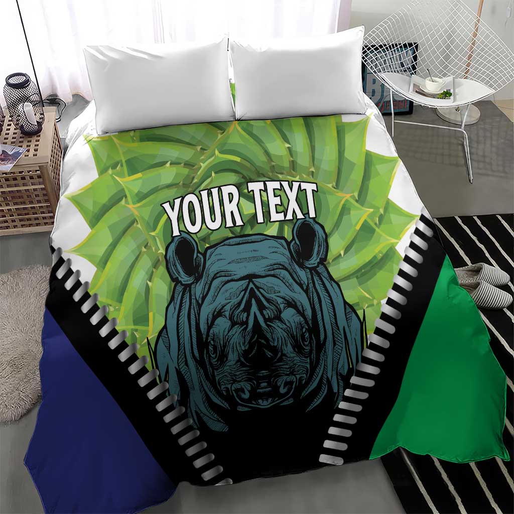 Personalised Afro Lesotho Bedding Set Black Rhinoceros Aloe Polyphylla LT15