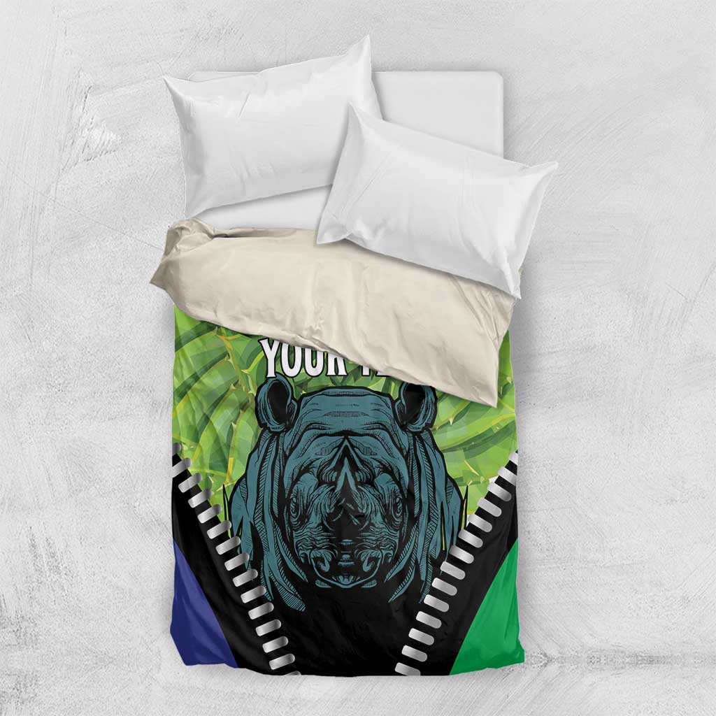 Personalised Afro Lesotho Bedding Set Black Rhinoceros Aloe Polyphylla LT15