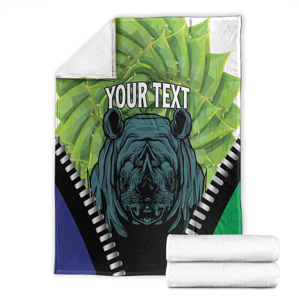 Personalised Afro Lesotho Blanket Black Rhinoceros Aloe Polyphylla LT15