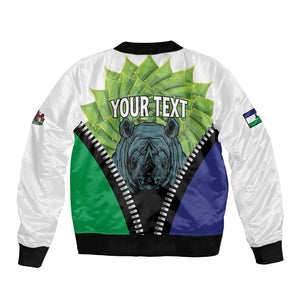 Personalised Afro Lesotho Bomber Jacket Black Rhinoceros Aloe Polyphylla LT15