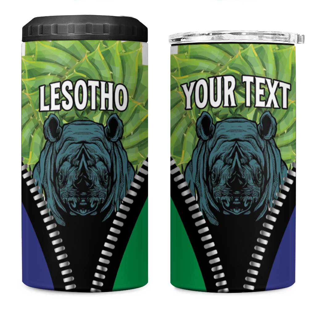 Personalised Afro Lesotho 4 in 1 Can Cooler Tumbler Black Rhinoceros Aloe Polyphylla