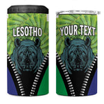 Personalised Afro Lesotho 4 in 1 Can Cooler Tumbler Black Rhinoceros Aloe Polyphylla