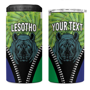 Personalised Afro Lesotho 4 in 1 Can Cooler Tumbler Black Rhinoceros Aloe Polyphylla