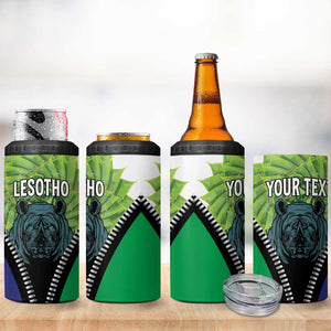 Personalised Afro Lesotho 4 in 1 Can Cooler Tumbler Black Rhinoceros Aloe Polyphylla