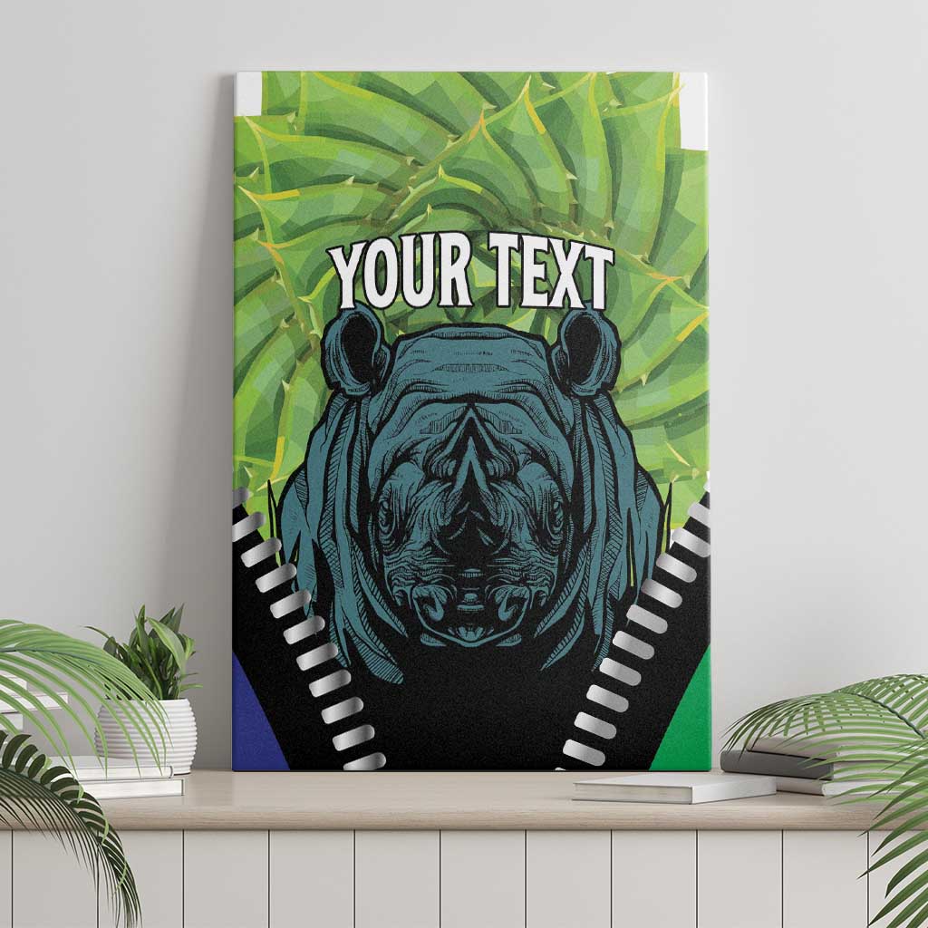 Personalised Afro Lesotho Canvas Wall Art Black Rhinoceros Aloe Polyphylla LT15