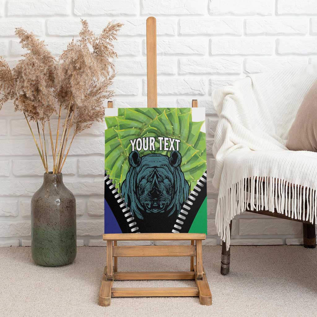 Personalised Afro Lesotho Canvas Wall Art Black Rhinoceros Aloe Polyphylla LT15