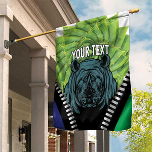 Personalised Afro Lesotho Garden Flag Black Rhinoceros Aloe Polyphylla LT15