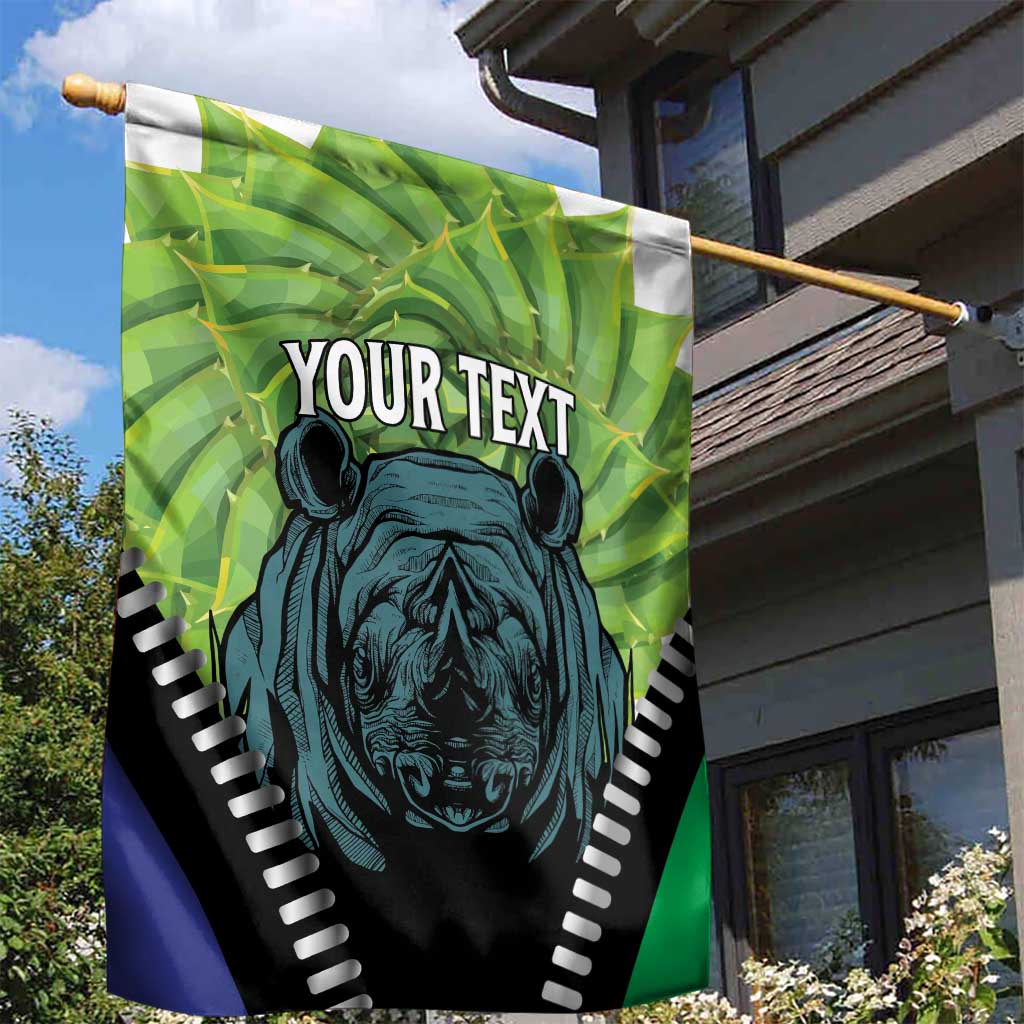 Personalised Afro Lesotho Garden Flag Black Rhinoceros Aloe Polyphylla LT15