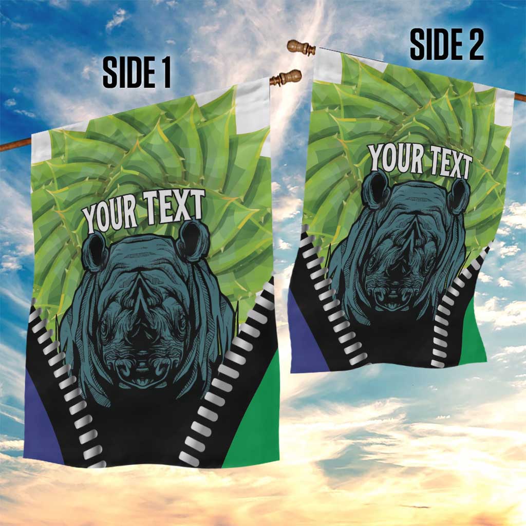 Personalised Afro Lesotho Garden Flag Black Rhinoceros Aloe Polyphylla LT15