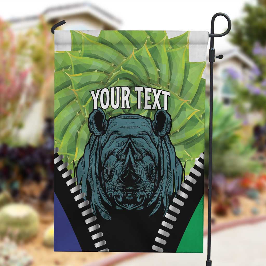 Personalised Afro Lesotho Garden Flag Black Rhinoceros Aloe Polyphylla LT15