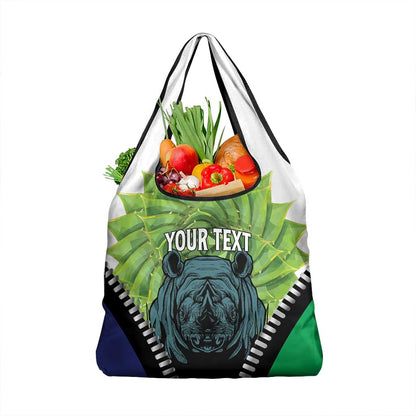 Personalised Afro Lesotho Grocery Bag Black Rhinoceros Aloe Polyphylla LT15