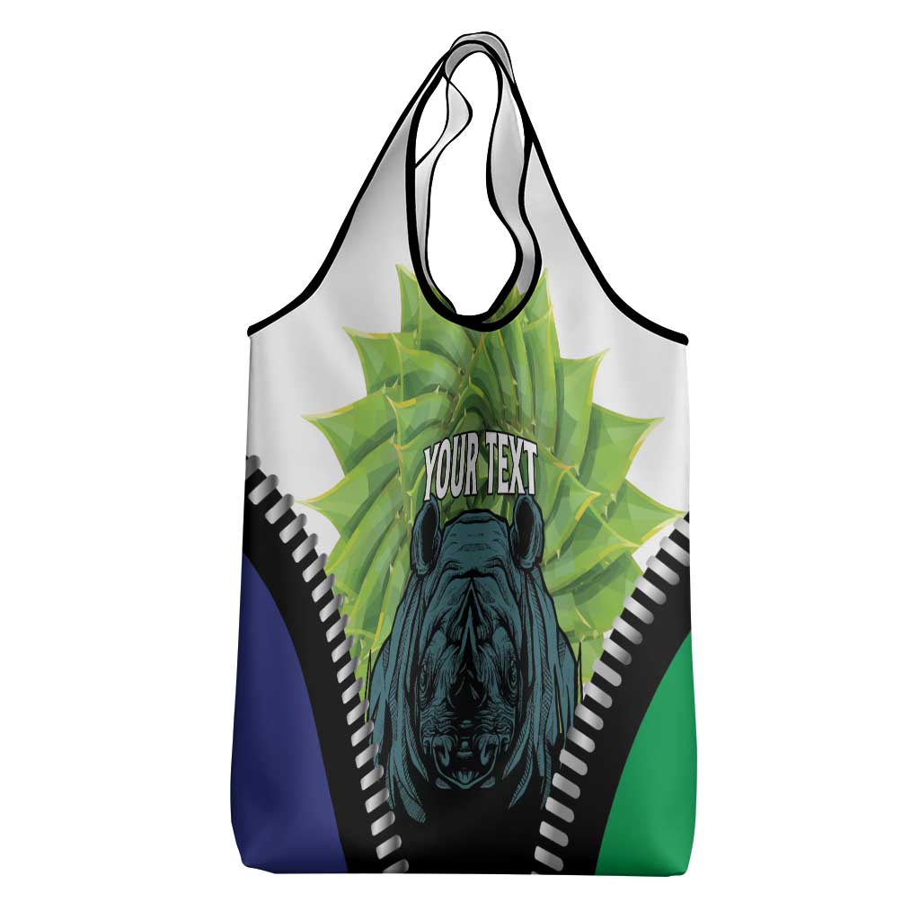 Personalised Afro Lesotho Grocery Bag Black Rhinoceros Aloe Polyphylla LT15