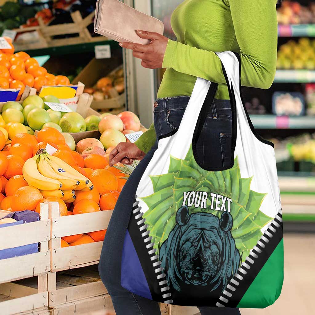 Personalised Afro Lesotho Grocery Bag Black Rhinoceros Aloe Polyphylla LT15