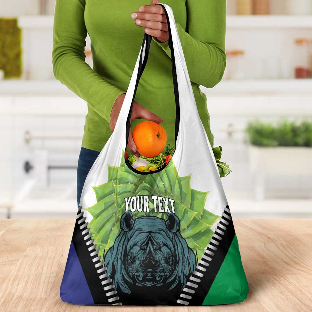 Personalised Afro Lesotho Grocery Bag Black Rhinoceros Aloe Polyphylla LT15