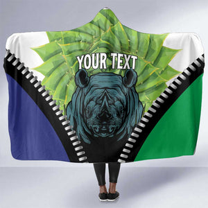Personalised Afro Lesotho Hooded Blanket Black Rhinoceros Aloe Polyphylla LT15