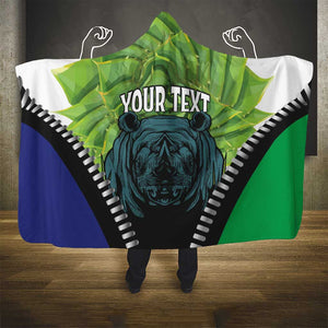 Personalised Afro Lesotho Hooded Blanket Black Rhinoceros Aloe Polyphylla LT15