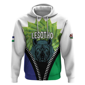 Personalised Afro Lesotho Hoodie Black Rhinoceros Aloe Polyphylla LT15