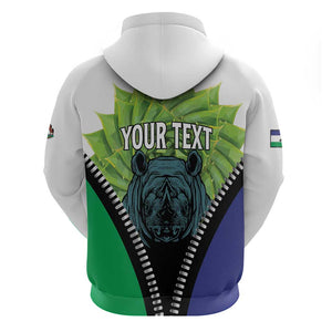 Personalised Afro Lesotho Hoodie Black Rhinoceros Aloe Polyphylla LT15