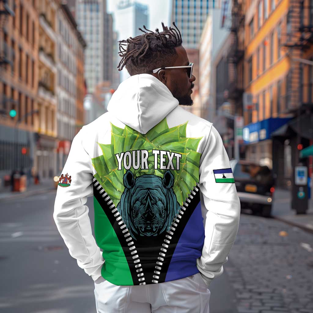 Personalised Afro Lesotho Hoodie Black Rhinoceros Aloe Polyphylla LT15