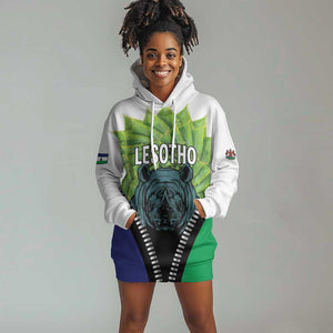 Personalised Afro Lesotho Hoodie Dress Black Rhinoceros Aloe Polyphylla LT15