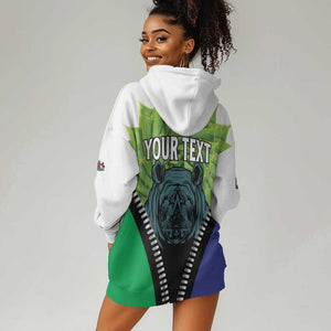 Personalised Afro Lesotho Hoodie Dress Black Rhinoceros Aloe Polyphylla LT15