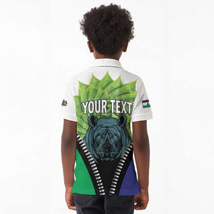 Personalised Afro Lesotho Kid Polo Shirt Black Rhinoceros Aloe Polyphylla LT15