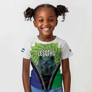 Personalised Afro Lesotho Kid T shirt Black Rhinoceros Aloe Polyphylla LT15
