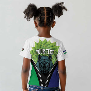 Personalised Afro Lesotho Kid T shirt Black Rhinoceros Aloe Polyphylla LT15