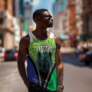 Personalised Afro Lesotho Men Tank Top Black Rhinoceros Aloe Polyphylla LT15