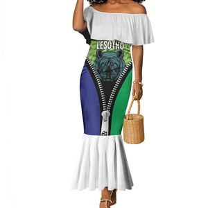 Personalised Afro Lesotho Mermaid Dress Black Rhinoceros Aloe Polyphylla LT15