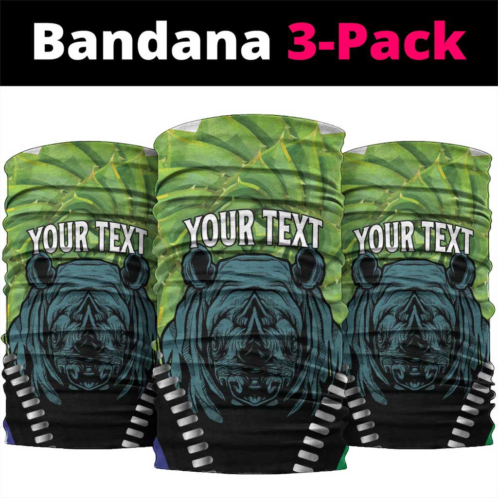 Personalised Afro Lesotho Neck Gaiter Black Rhinoceros Aloe Polyphylla LT15