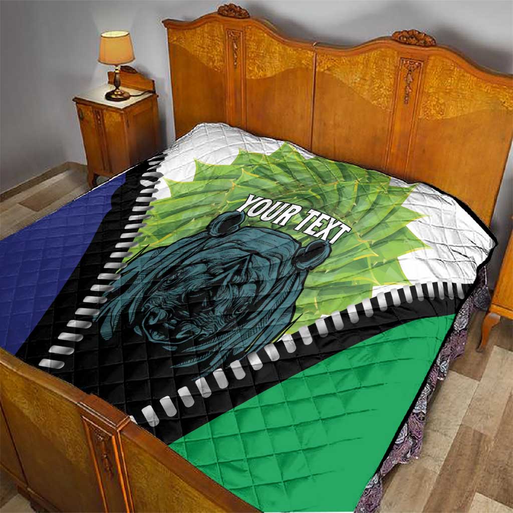 Personalised Afro Lesotho Quilt Black Rhinoceros Aloe Polyphylla LT15