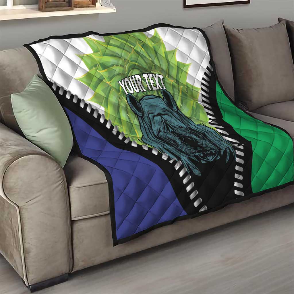 Personalised Afro Lesotho Quilt Black Rhinoceros Aloe Polyphylla LT15